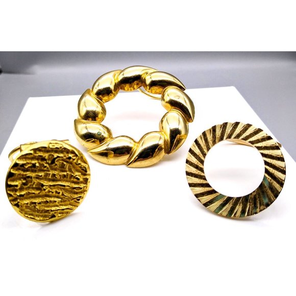 Vintage Basic Scarf Clip Lot, 3 Elegant Minimalist Shawl Slide Bundle - Picture 1 of 3